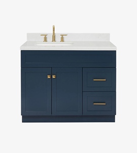 Meuble sous-vasque de salle de bain OEM Felix 42 pouces, avec vasque décalée à gauche, 4 options de finition, directement de l'usine au Vietnam - Product Image 1
