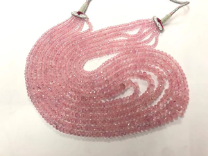 6 brins de perles de rondelle à facettes en morganite naturelle 4-8mm 18-22 pouces pour la fabrication de bijoux - Product Image 2