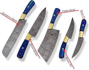 Couteaux de chef faits main de haute qualité, 5 pièces, motif Damas, avec manche personnalisé, multi-usages et écologiques - Product Image 3