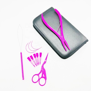 Hair Extension Tools Kit Blush Pink Hair Extension <b>Pliers</b> With Hair Sectioning <b>Clips</b> Beads Threader <b>C</b> Type Needles - Product Image 1