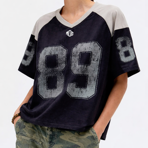 Maillot de football américain tendance pour femme, style vintage, imprimé chiffres, manches raglan, coupe décontractée, streetwear, personnalisable, commandes en gros OEM - Product Image 5