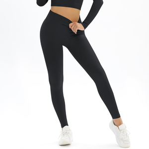 Wholesale High Waist Crossover <b>Flare</b> Yoga Pants Women Split Hem Bootcut <b>Leggings</b> Slim Fit Dance Trousers - Product Image 5