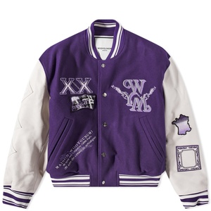 Custom Purple Embroidered Patchwork Varsity <b>Jacket</b> Men Women Unisex Vintage Letterman <b>Baseball</b> <b>Bomber</b> <b>Jacket</b> Streetwear Wool - Product Image 1
