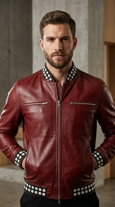 <b>Men</b> Zip Up Leather Look Jacket Stylish Casual Outerwear for Winter Fashion Streetwear and Bulk Factory Manufacturing - Product Image 5