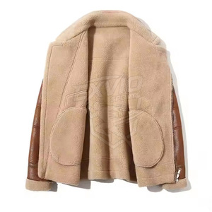 Hot Selling <b>Men</b> Clothing <b>Shearling</b> Leather <b>Jacket</b> New Fashion <b>Men</b> Winter <b>Jacket</b> Breathable <b>Shearling</b> Leather <b>Jacket</b> - Product Image 4