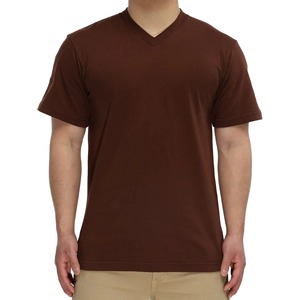 T-shirts en gros pour hommes à col en V, nouvelle collection, manches courtes, haute qualité, unis, vierges, personnalisables, 100 % coton tricoté - Product Image 2