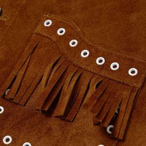 Premium Unisex Western Fringe <b>Suede</b> <b>Leather</b> <b>Jacket</b> Classic Retro Cowboy Style High Quality Customizable Front Manufacturer - Product Image 6