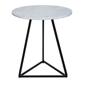 White Marble Round Coffee <b>Table</b> <b>Black</b> Metal Accent <b>Side</b> <b>Table</b> Modern Living Room Furniture - Product Image 1