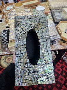 Handmade Mother of Pearl Inlay <b>Tissue</b> Box Cover, Floral Geometric Mother of Pearl Inlay <b>Tissue</b> Box Cover - Product Image 5