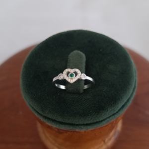 Anillo Halo de Corazón con Circonita Cúbica Verde en el Centro, Anillo Romántico de Moda para Mujer, Regalo, Joyería - Product Image 2