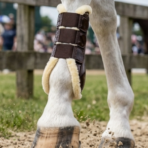 HM Global - Protectores de Patas de Caballo Personalizados de Cuero PU Marrón Patentado, Botas de Tendón y Fetlock de Piel Sintética Suave, Ligeras y Resistentes a los Impactos - Product Image 2