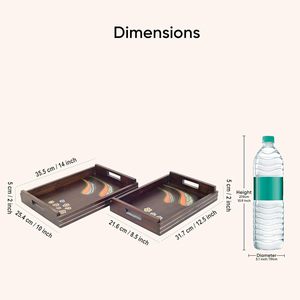 Handpainted Leaf Design Wooden Rectangular <b>Platter</b> Serving Tray Exclusive Style Decorative for Home and Restaurant Use Available - Product Image 2