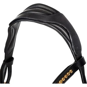 Bridon d'anglaise en cuir de qualité supérieure réglable avec noseband français et surpiqûres assorties par Horsekraft pour la course hippique - Product Image 4