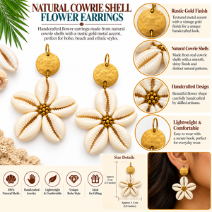 Pendientes de Concha de Cauri Natural, Joyería Artesanal Bohemia - Product Image 6