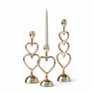 Golden Heart Shape <b>Candle</b> Stand <b>Set</b> Brass Home Decor 20 24 28cm Valentine's Day Decoration - Product Image 4