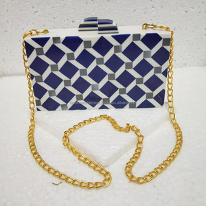 Luxury Black Acrylic <b>Clutch</b> Bag with Golden Floral Rose Design & <b>Gold</b> Chain Strap Elegant Evening Handbag Top Closure for Women - Product Image 2