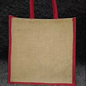 Fancy Square Laminated Jute Shopping <b>Bag</b> with <b>Sewing</b> Technique for Daily Use and Travel - Product Image 1