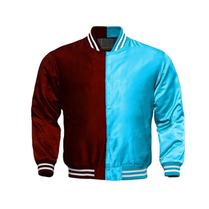 2026 Best Style Men's Baseball Satin Varsity <b>Jacket</b> Waterproof Chenille <b>Patches</b> with Black and White Rib Wholesale - Product Image 6