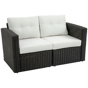Set Divano Angolare da Esterno 2 Pezzi in Rattan PE con Braccioli Curvi e Cuscini Impermeabili per Villa, Giardino, Balcone - Product Image 1