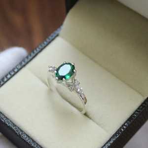 Lab <b>Emerald</b> Oval <b>Ring</b> S925 Sterling <b>Silver</b> May Birthstone Engagement <b>Ring</b> Vintage Style Elegant Jewelry For Women - Product Image 2