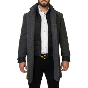 Abrigo de lana de doble botonadura para hombre, estilo gabardina, con hombreras, a cuadros, largo, antiarrugas, para otoño e invierno, venta al por mayor OEM - Product Image 6