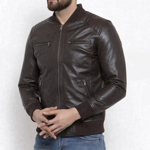 Chaqueta de Cuero para Hombre de Primera Calidad, Cuello Alto, 100% Piel de Vaca Original, Estilo Urbano - Product Image 1