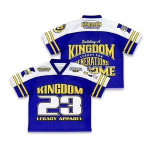 Camiseta de Fútbol Americano Personalizada para Hombre, Impresión por Transferencia de Calor, Malla Transpirable, Corte Regular, 100% Poliéster, Cuello en V, Tallas Grandes, Manga Corta - Product Image 4