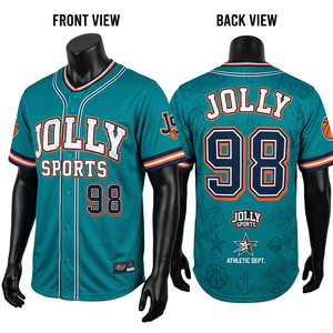 Mens Teal Polyester Mesh 180 GSM Baseball Jersey Custom Tackle Twill Stitched <b>Logo</b> 100% cotton T-shirt for men loose fit printed - Product Image 2