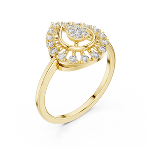 แหวนเพชรทรงกลมเพาะเลี้ยงในห้องปฏิบัติการ ทองคำแท้ 14K 18K รูปทรงลูกแพร์ ประดับเพชรแบบคลัสเตอร์ 0.28 กะรัต DEF VVS แหวนแต่งงานแบบมินิมอล ขายส่ง - Product Image 3