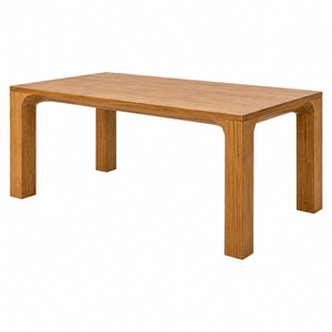 Table à manger rectangulaire contemporaine en teck massif, écologique, avec coins concaves en relief, pieds carrés, 10 places, pour villa ou hôtel - Product Image 3