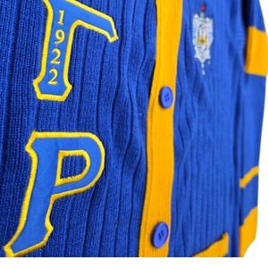 Cardigan en tricot rayé personnalisé Sigma Gamma Rho pour femme, brodé de lettres grecques, boutonné sur le devant, style mode - Product Image 6