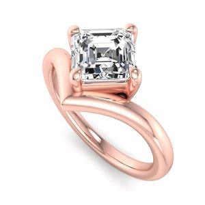 Classic Pointed Curved Asscher Moissanite Diamond Dainty Everyday Wear <b>Loving</b> Couple S925 Silver Promise Ring - Product Image 2