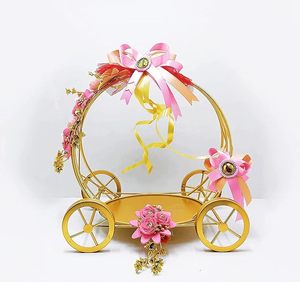 Centro de Mesa de Lujo con Diseño de Carruaje de Cenicienta en Metal Dorado, Decoración Floral para Bodas, Fiestas, Mesa, Soporte para Cestas de Regalo - Product Image 2
