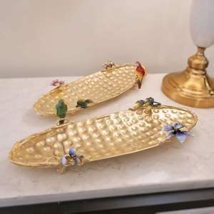 Plateau de service rond en laiton multifonctionnel pour la maison, le temple et la décoration festive - Product Image 1