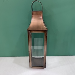 <b>Lanterns</b> Set Of Two <b>copper</b> finish With Glass Panels For Home Decoration Metal Design - Product Image 5