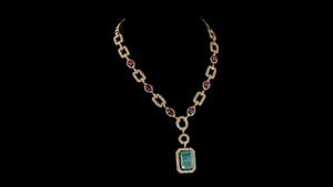 สร้อยคอจี้เงินแท้ชุบทองคำขาวประดับมรกต เพชรเจียระไนทรงบริลเลียนท์ที่เพาะเลี้ยงในห้องปฏิบัติการ ประดับด้วยทับทิมสีชมพูที่ได้รับการรับรอง หรูหรา - Product Image 4