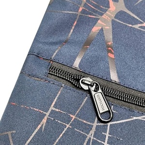Navy Blue Nylon <b>Drawstring</b> <b>Backpack</b> with Abstract Pattern and Front Zipper Pocket - Product Image 6