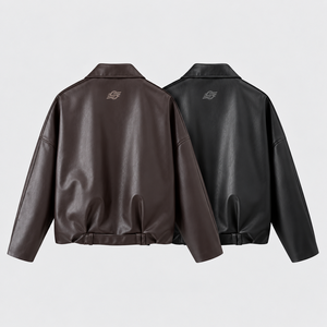 PU Leather <b>Trench</b> Solid Color Double Breasted V-neck Collar Long Length <b>Waterproof</b> Breathable Windproof Casual Outerwear Spring - Product Image 2