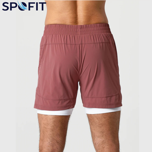 Pantalones Cortos Deportivos para Hombre, Corte Holgado, Cintura Media, Color Sólido, con Cordón Ajustable, Personalizables, Tallas Grandes, Secado Rápido, Doble Capa, para Venta al Por Mayor - Product Image 3