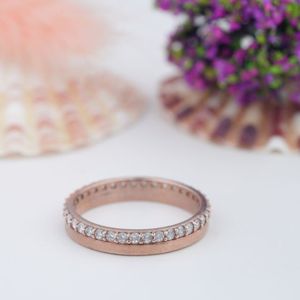 <b>Custom</b> 925 Sterling Silver Wedding Band Minimalist Prong Setting 18K Gold Plated Fine <b>Rings</b> for Bridal Party Wholesale - Product Image 1