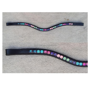 Banda para cejas con logotipo personalizado de calidad superior para montar a caballo Producto ecuestre de la mejor calidad Bling Crystal Decorativo Cuero Premium - Product Image 4