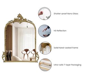 Gold Framed Wall Mirror Decorative Vanity Mirror Round Decorative Mirror for Bathroom Living Room Hotel - Product Image 3