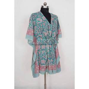 Nouvelle robe kaftan en coton léger à fleurs pour femmes, style bohème, confortable pour tous les jours - Product Image 5