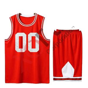 Uniforme de Baloncesto Personalizado Rojo, Pantalones Cortos con Estampado, Tela de Malla Transpirable, Antibacteriano, Secado Rápido, Talla Grande, Corte Bajo - Product Image 1