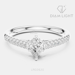 Bague de mariage en or blanc 14 carats avec diamant de laboratoire certifié IGI, taille poire 0,50 carat, bijoux fins, pour fiançailles et anniversaire - Product Image 1