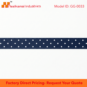 นีลคามัล อินดัสทรีส์ ขายส่งริบบิ้นโกรเกรนลายจุดสีขาวบนพื้นน้ำเงินกรมท่า ขนาด 6 มม. ผลิตจากโพลีเอสเตอร์ 100% สำหรับทำโบว์ติดผม งานฝีมือ เย็บปักถักร้อย และของขวัญ - Product Image 4