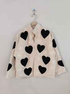 Velvet Suzani Embroidered Boho <b>Bridal</b> <b>Jacket</b> Eco-Friendly Reversible Short Sleeve Black Heart Design - Product Image 3