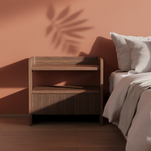 Mesa de Noche de Madera de Teca Sólida Color Marrón Té, Fabricada en Indonesia, para Muebles de Hogar y Apartamento - Product Image 1