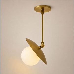 Brushed Brass Pendant <b>Light</b> Adjustable Chain Hanging Lamp Globe Shade Ceiling Lamp for Bedroom <b>Dining</b> Room - Product Image 1