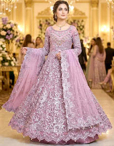 Elegant Pink Embroidered <b>Lehenga</b> Choli Floor-Length Traditional Indian Pakistani Wedding Dress <b>Women</b> Formal Evening Wear - Product Image 3